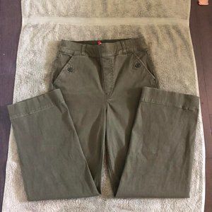 Spanx Twill Cropped Wide Leg pants in olive green